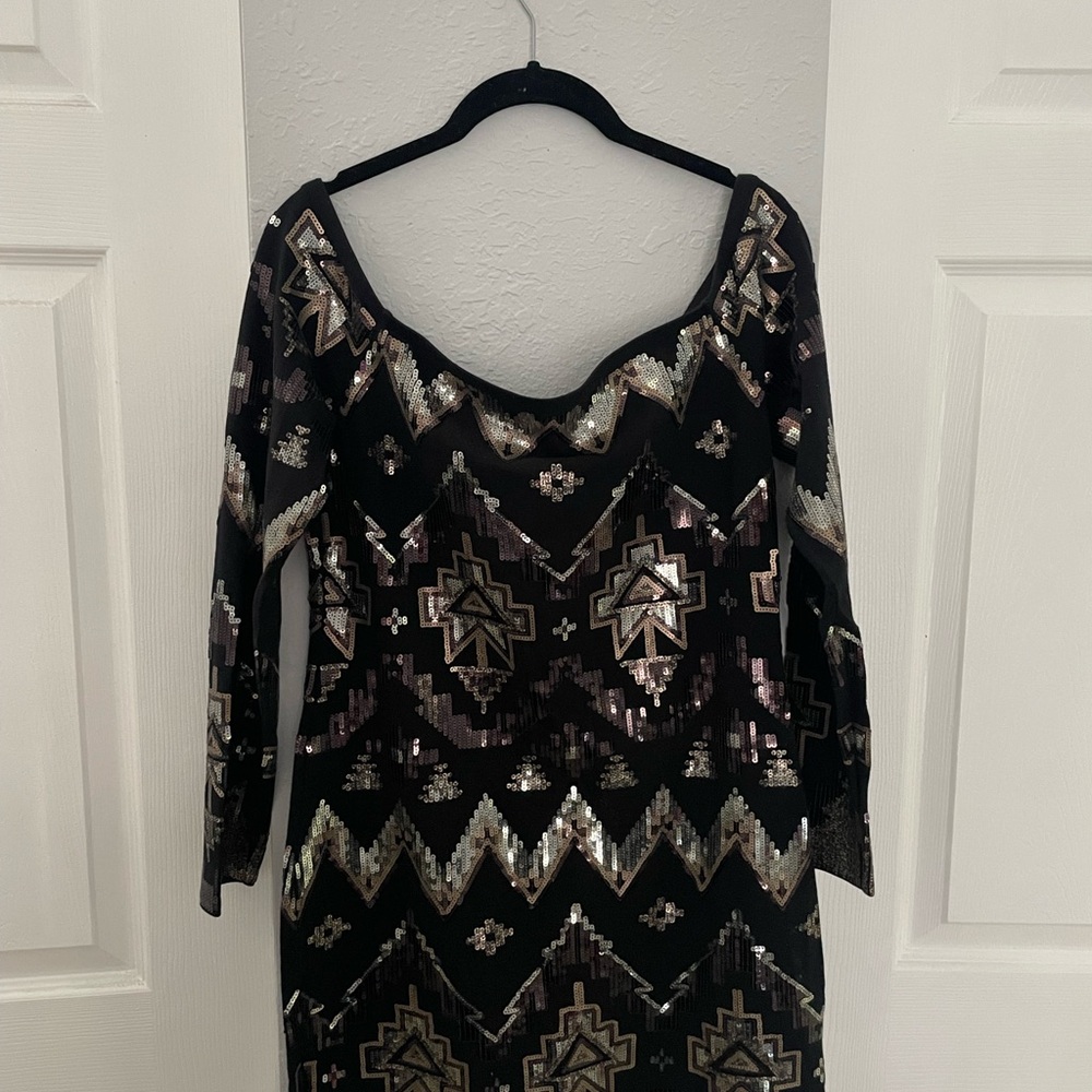 Express Black and Silver Sequin Dress